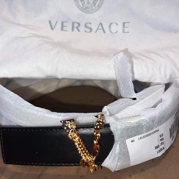 VERSACE VIRTUS LEATHER BELT - Picture 2 of 5